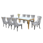 WARENO Chesterfield Marble Dining Set