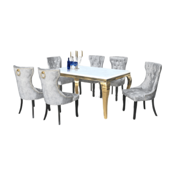 WARENO Chesterfield Marble Dining Set - Image 2