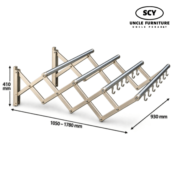 ASTER Wall Mounted Retractable Cloth Hanger - Image 2