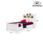 CAMBRIA Wooden Bed with Bookshelf - Image 2