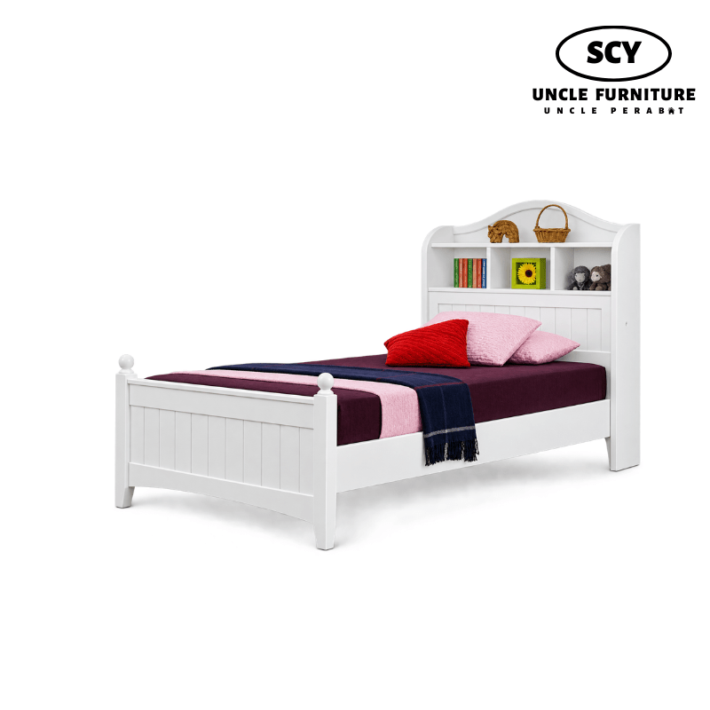 CAMBRIA Wooden Bed w Bookshelf CAMBRIA Wooden Bed with Bookshelf - Image 1