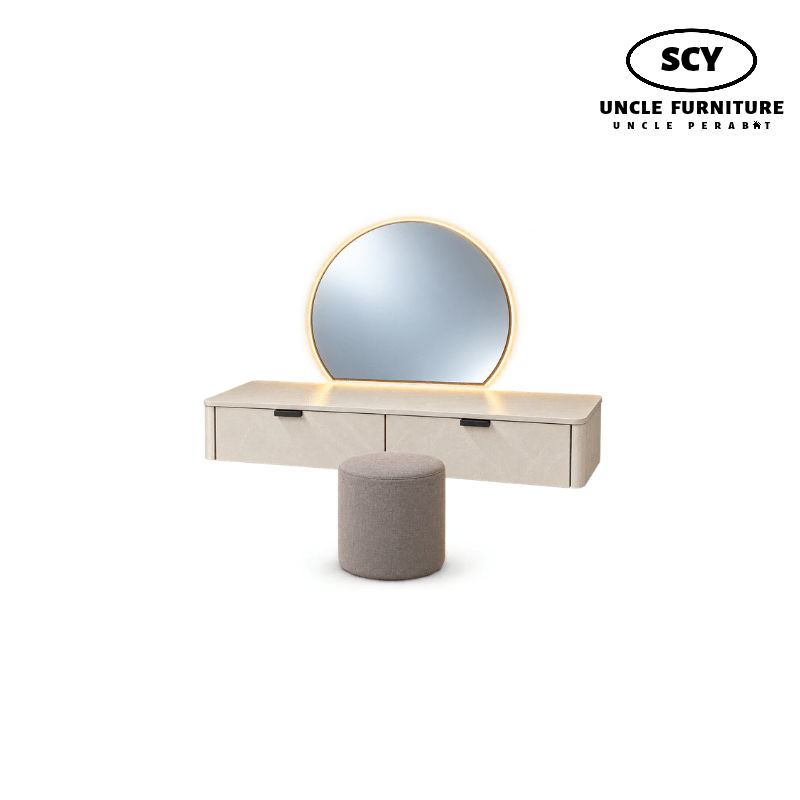 JESSARA Dressing Table Hanging with Round Mirror LED JESSARA Dressing Table Hanging with Round Mirror LED - Image 1